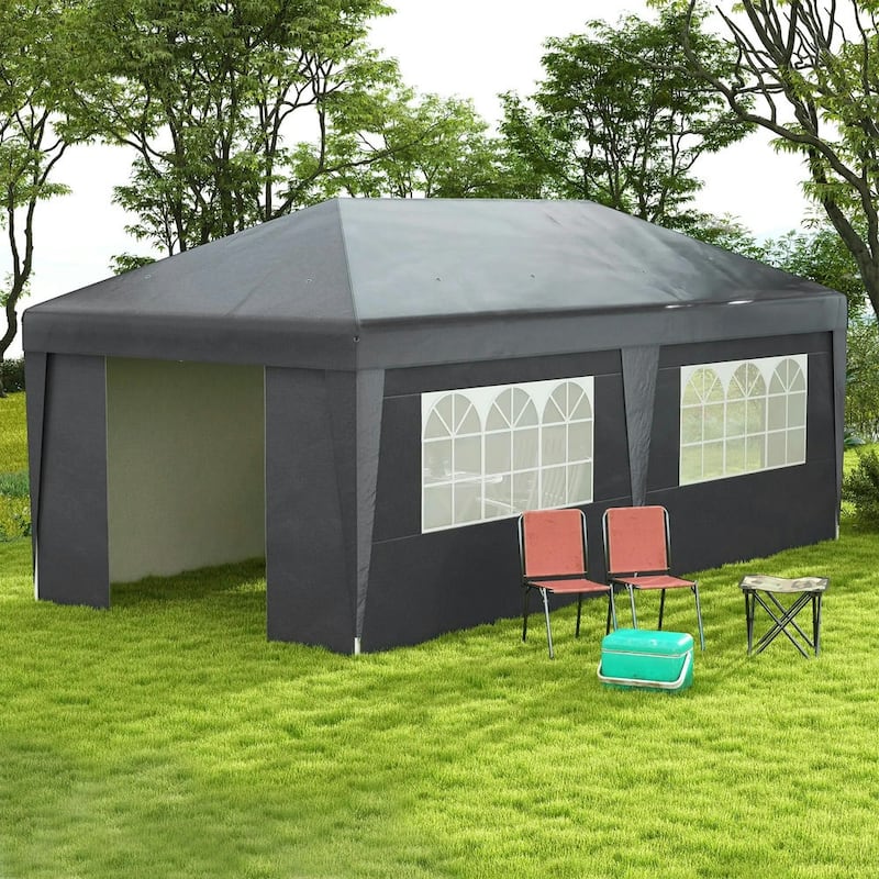 10' x 19.5' Pop Up Canopy Tent Height Adjustable, Leg Weight Bags, Bag