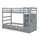 preview thumbnail 7 of 40, Twin Over Twin Bunk Bed with Trundle Bed, Staircase and 4 Storage Drawers, Solid Wood Bunk Beds with Stairs and Guardrail