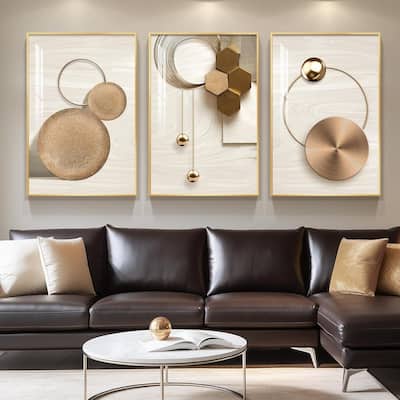Wall Art, Bronze Gold Geometric Pictures
