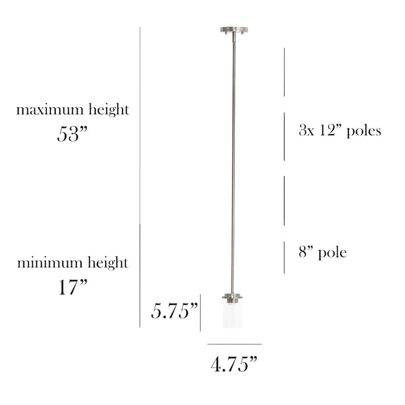 Modern Pendant Light - 1-Light Cylindrical Glass Shade with Brushed Nickel Finish - 9.5