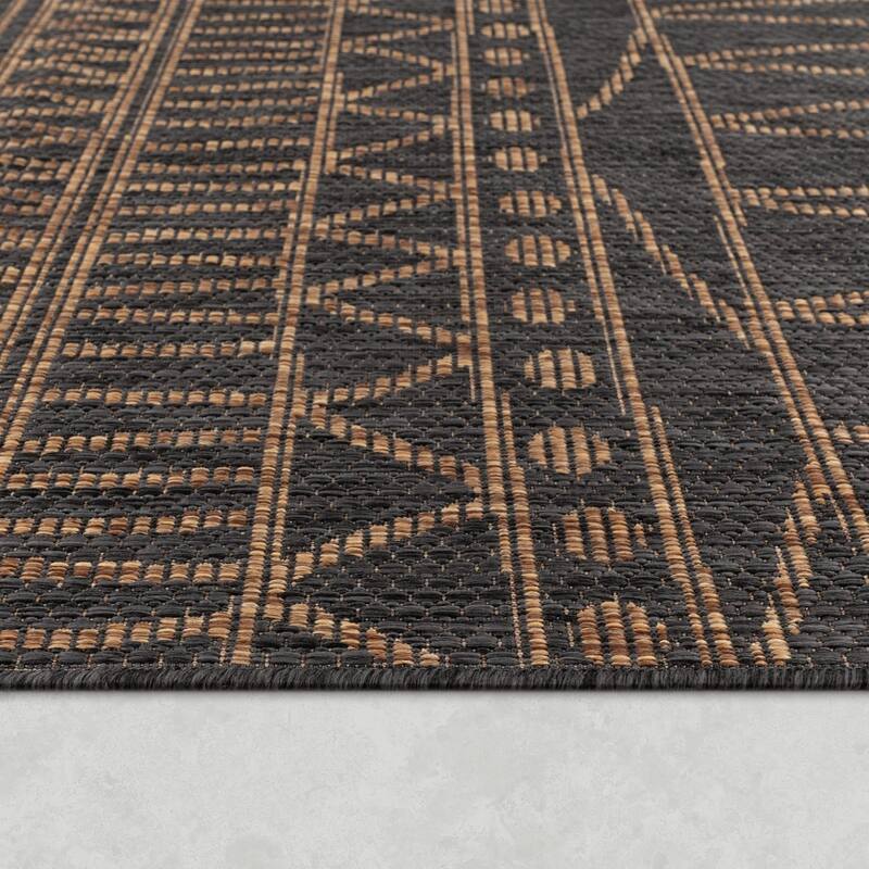 Outdoor Rug Modern Ethnic pattern for Patio/Balcony in Beige