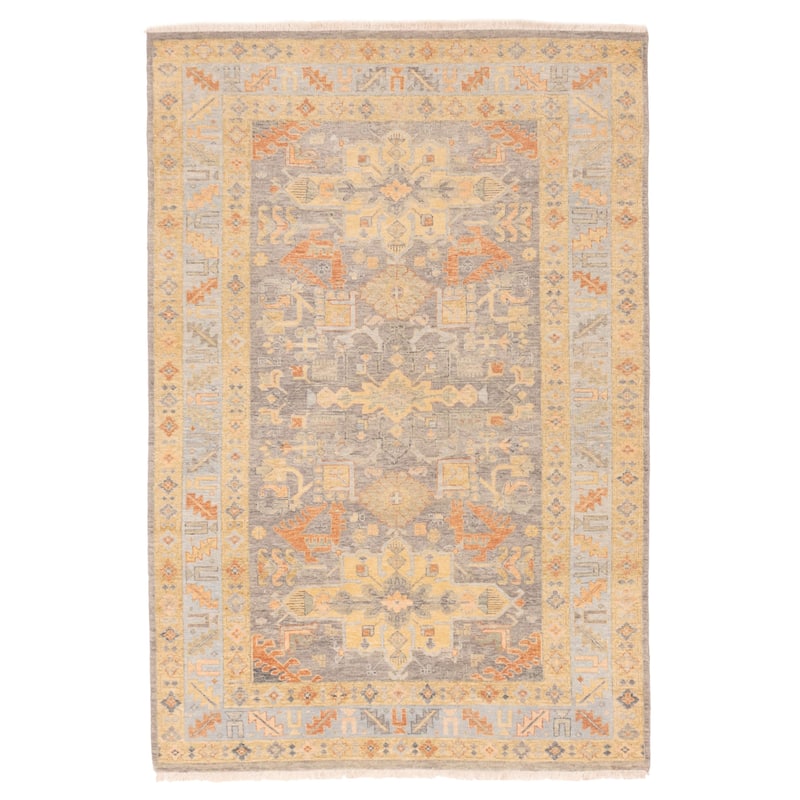 ECARPETGALLERY Hand-knotted Jules Sultane Grey Wool Rug - 4'3 x 6'1