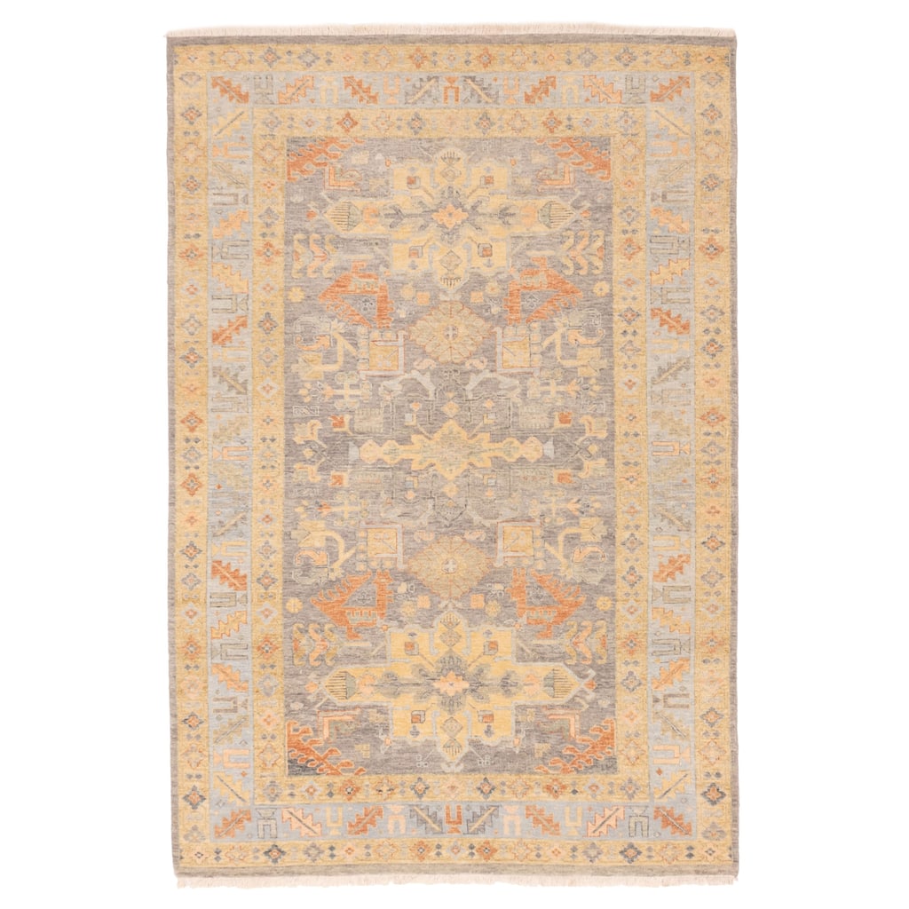 ECARPETGALLERY Hand-knotted Jules Sultane Grey Wool Rug - 4'3 x 6'1