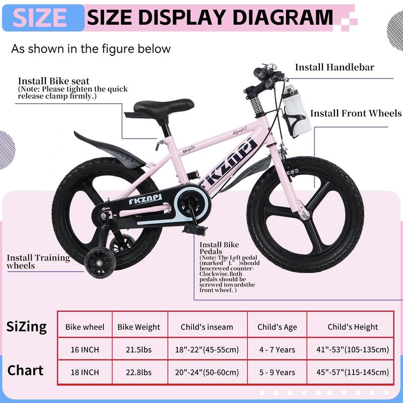 18 Inch High Carbon Steel Frame, Night Glow Kids Bike/Toddler Bicycle w/Magnesium Alloy Wheels, Training Wheels for Girls & Boys