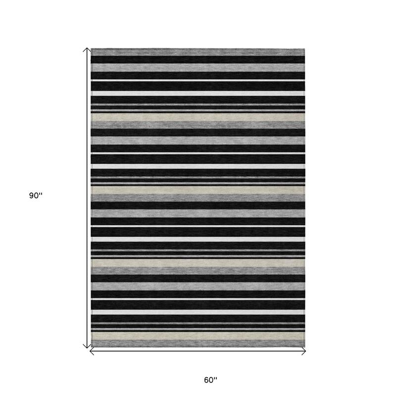 HomeRoots Striped Transitional Rectangle Outdoor Rug