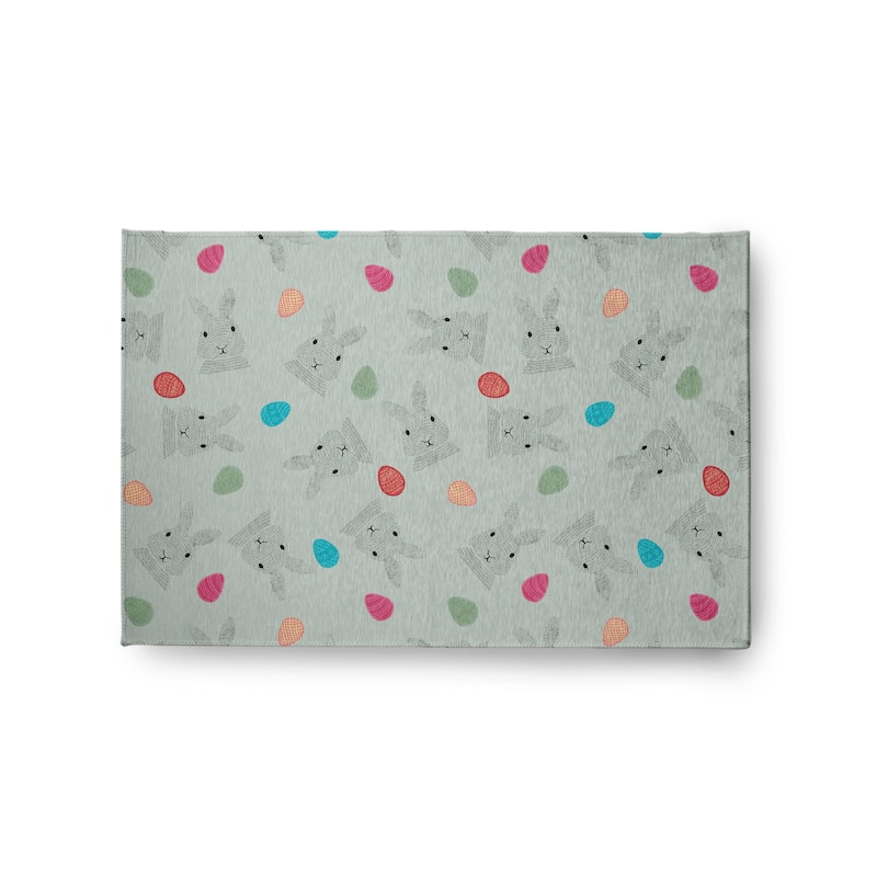 Bunnies and Eggs Easter Chenille Rug - Breezeway Green - 2' x 3'
