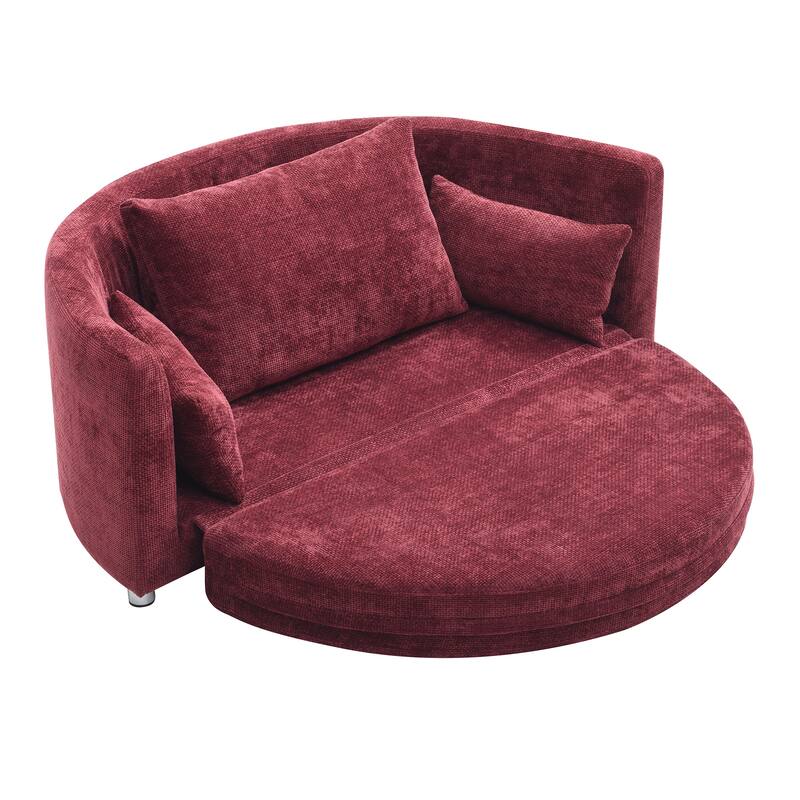 Foldable Multi-functional Sofa Bed, Burgundy, Linen, 55x29x21 inches