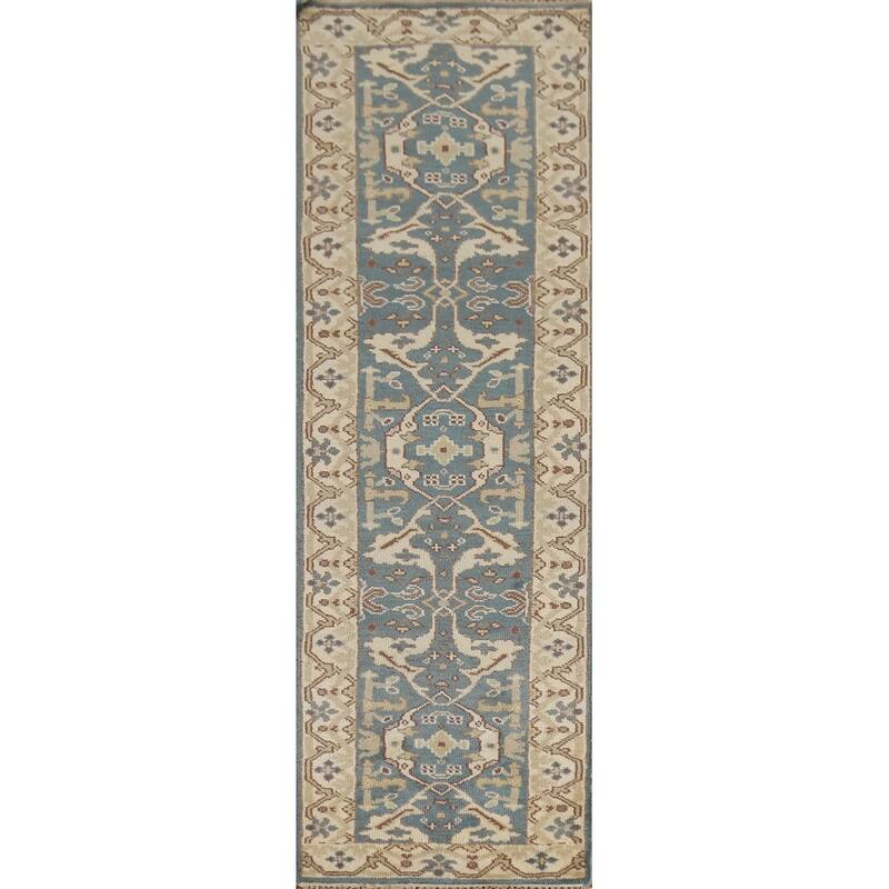 Transitional Oushak Indian Runner Rug Handmade Wool Carpet - 2'6"x 9'11"