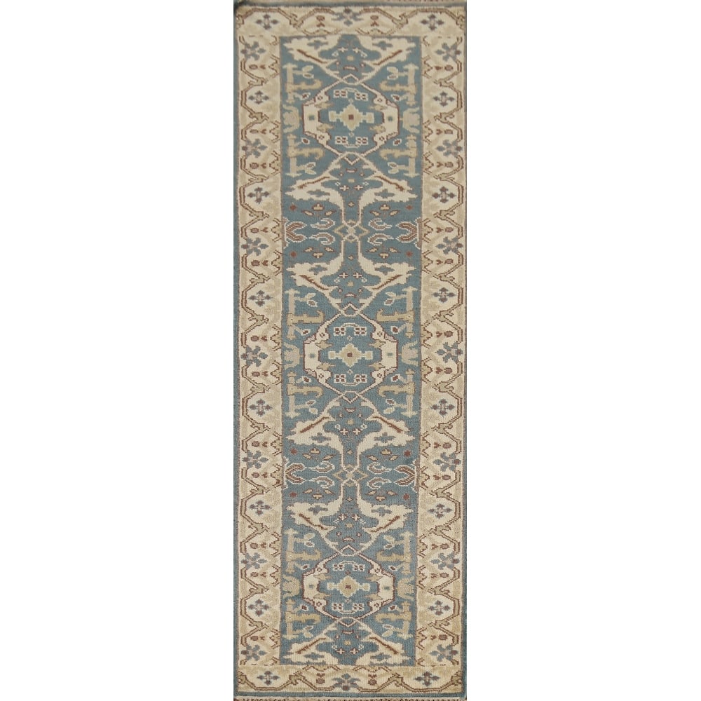 Transitional Oushak Indian Runner Rug Handmade Wool Carpet - 2'6"x 9'11"