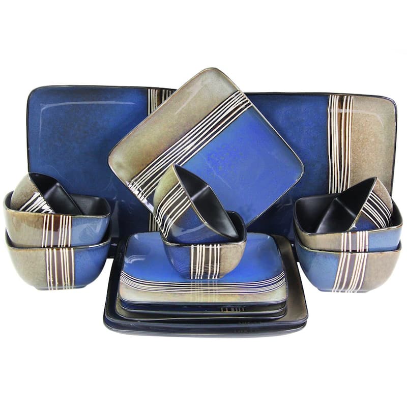 Elama Lounge 16 Piece Squared Dinnerware Set
