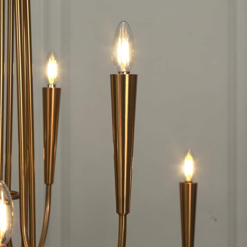 Mid-Century Modern 9-Light Gold 41.3 IN Chandelier Classic Hanging Light for Living Dining Room - D41.3" x H40.1"
