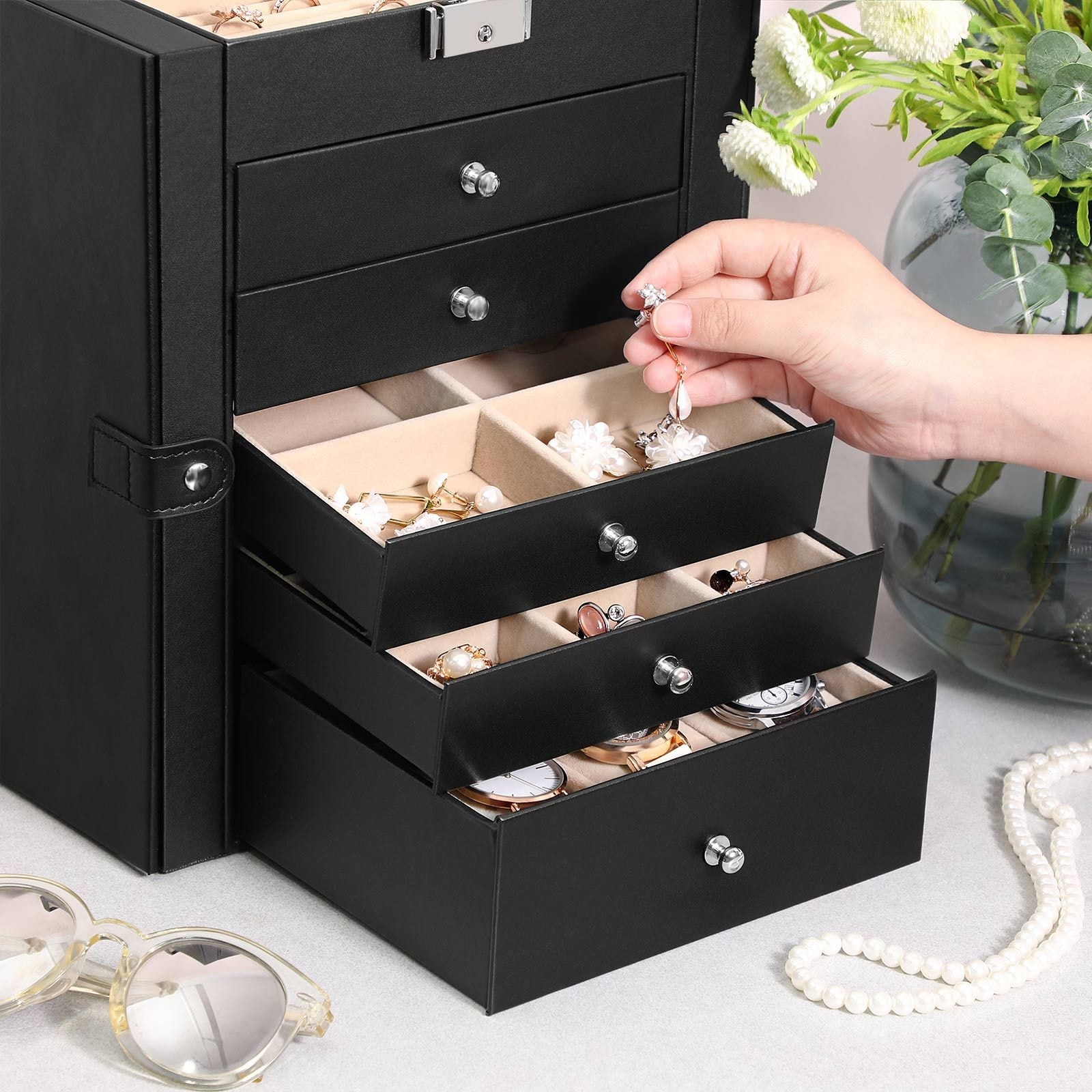 Large black jewelry shop box