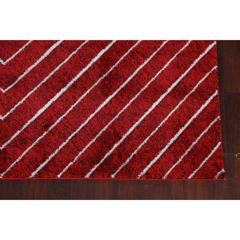 Red Chevron Style Transitional Oriental Turkish Rug Modern Carpet