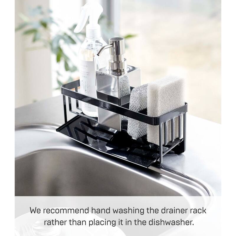Yamazaki Home Sponge and Bottle Holder, Steel - L 3.94 x W 9.84 x H 3.74 inches
