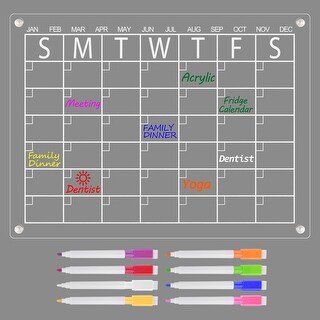 Acrylic Fridge Calendar Clear Calendar Dry Erase Board with 8 Markers