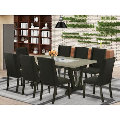 Rustic Dining Table Set - 9 Piece Small Table & Chairs - Solid Wood Parson Dining Set