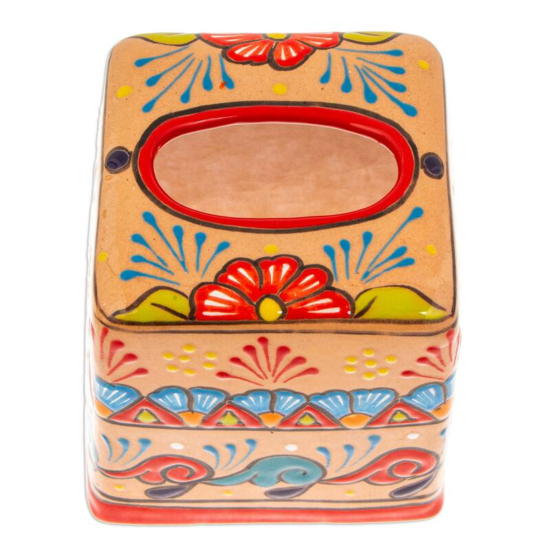 Novica Handmade Spring Convenience Ceramic Tissue Box Cover