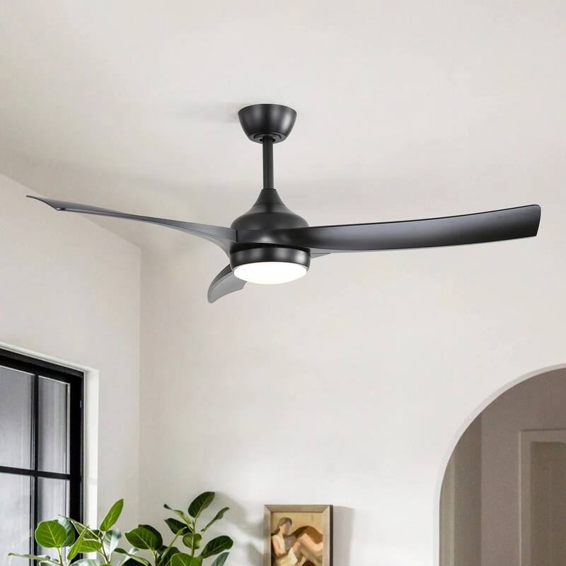 52/60 Inch Ceiling Fan with Integrated LED Light and Remote Control Quiet DC Motor