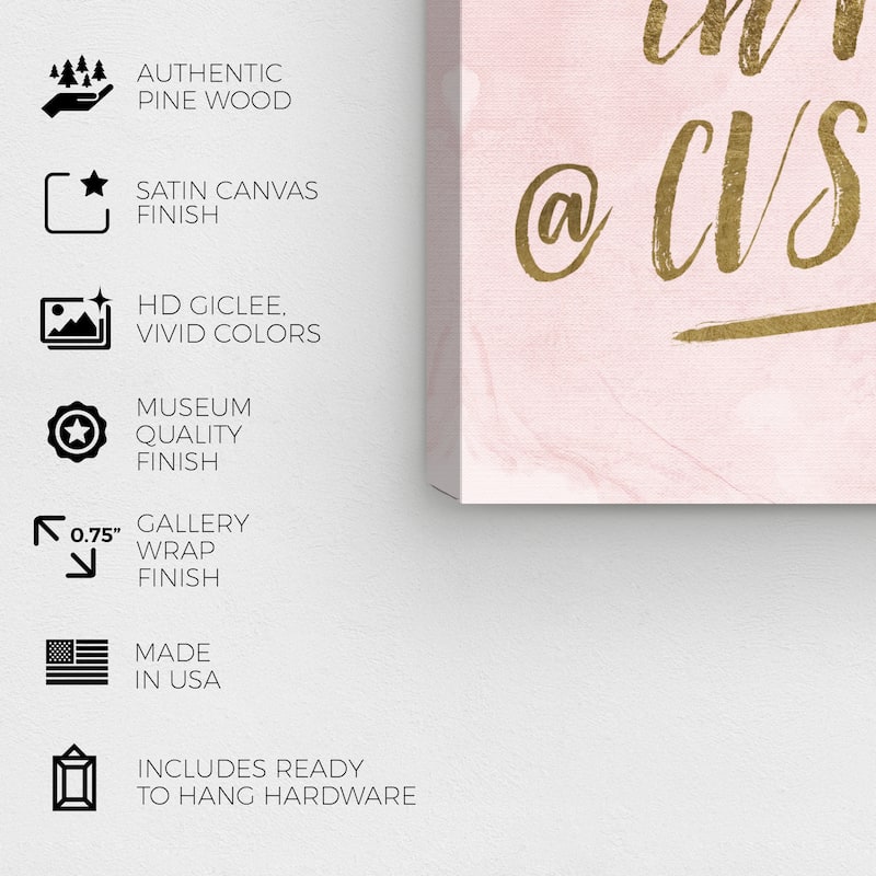 Wynwood Studio Canvas Fashion and Glam Beauty in Real Life Pink and Metallic Gold Glam Wall Art Canvas Print