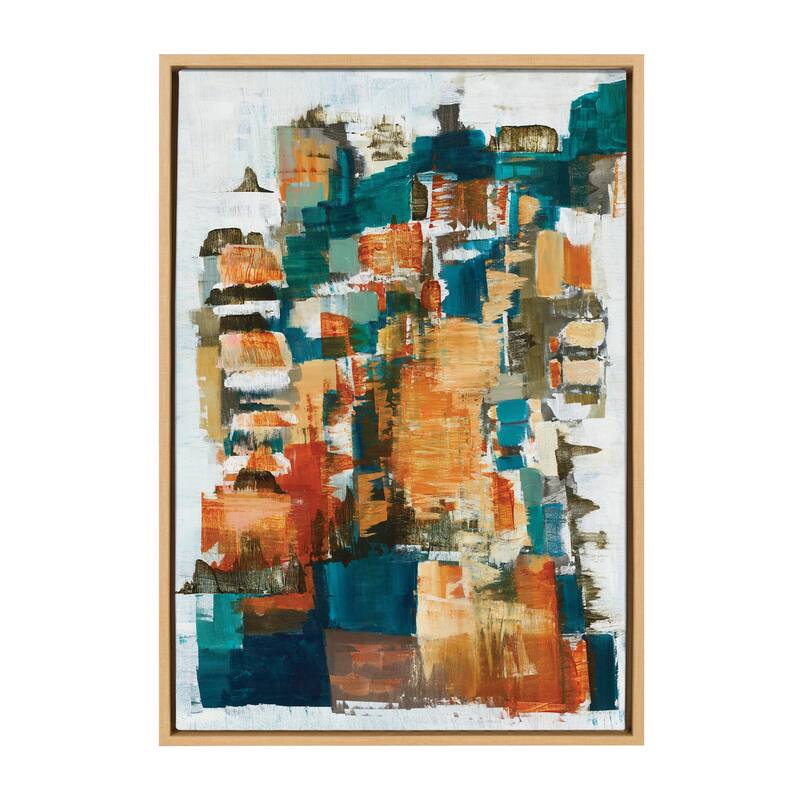 Kate and Laurel Sylvie Meteora Framed Canvas by Leah Nadeau - 23x33 - Plastic - Natural