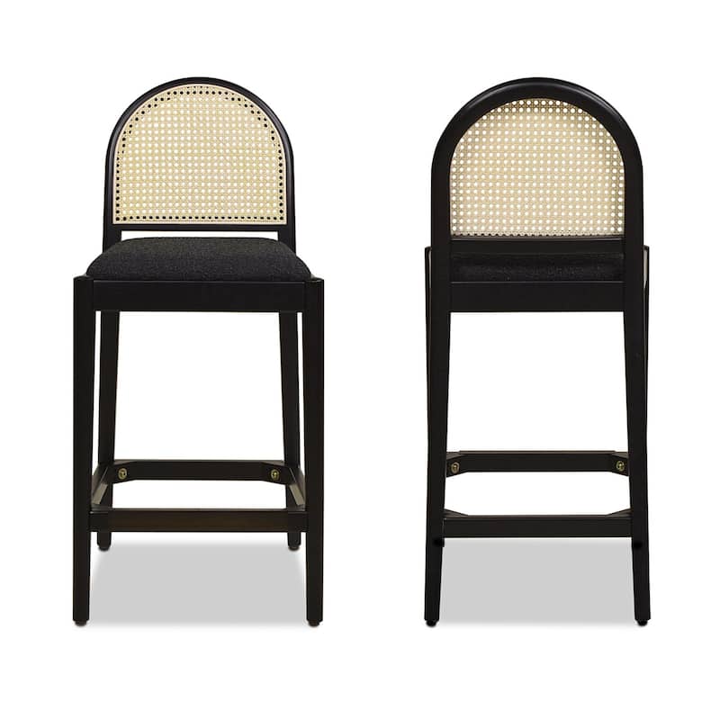 Panama Arched Cane Rattan Counter and Bar Stool (Set of 2)