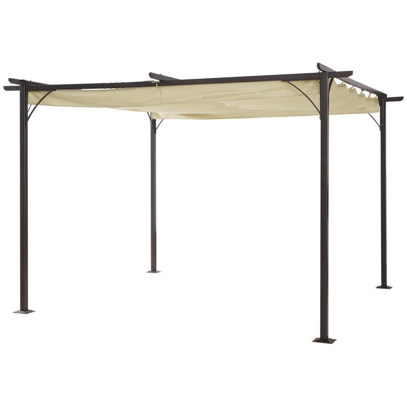 11.5'x11.5' Outdoor Retractable Pergola with UV-Resistant Canopy, Steel Frame Patio Shade Shelter for Garden & Backyard