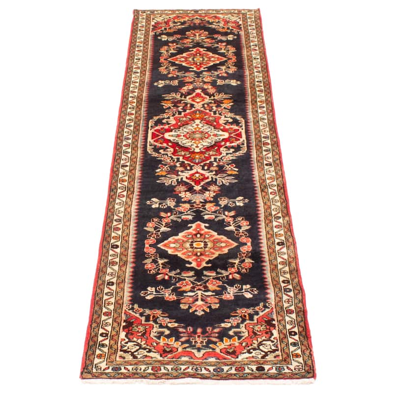 ECARPETGALLERY Hand-knotted Anadol Dark Navy Wool Rug - 2' 8" x 9' 11"