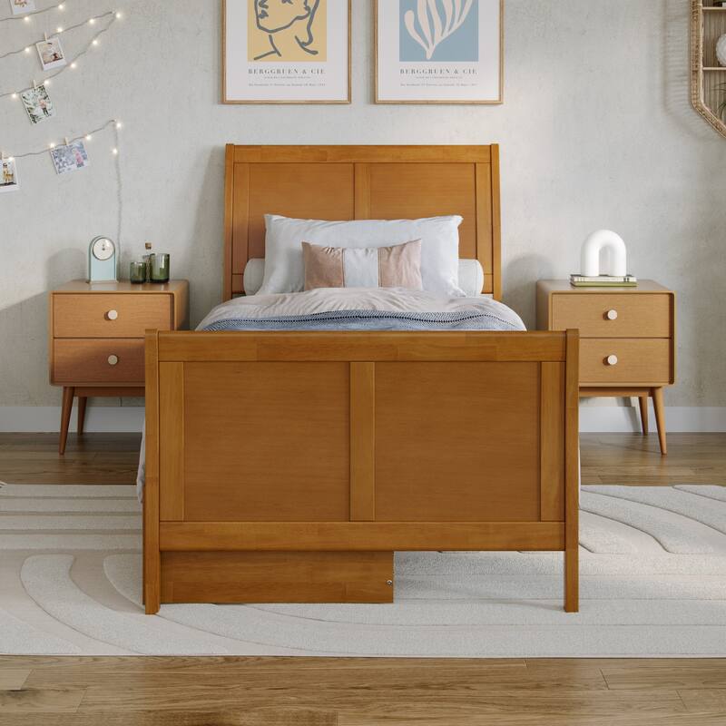 AFI Portland Solid Wood Platform Bed with Matching Footboard and Storage Drawers