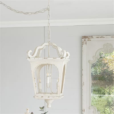 4 Light Wood Chandelier (Bulb Not Included)