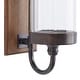 preview thumbnail 7 of 7, Brown Wood Wall Sconce with Glass Holder - 5"L x 8"W x 16"H