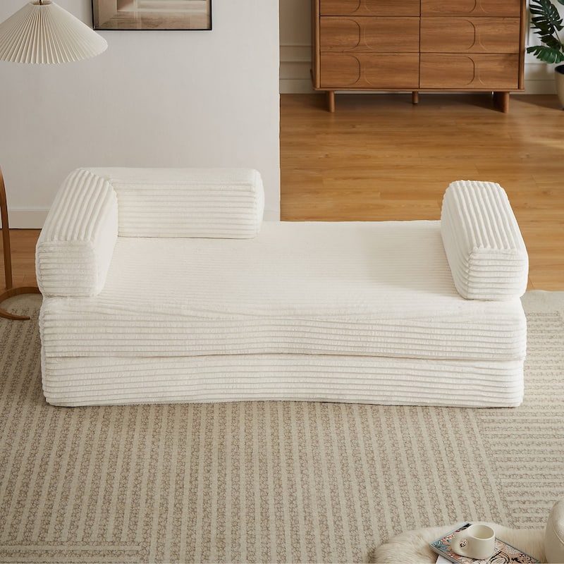 Rossetta Modern Modular Classic Color Scheme Corduroy Fabric Boneless Loveseat Sofa, No Assembly