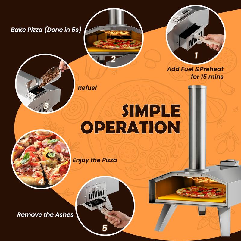 Costway Wood Pellet Pizza Oven Pizza Maker Portable Outdoor Pizza - See Details