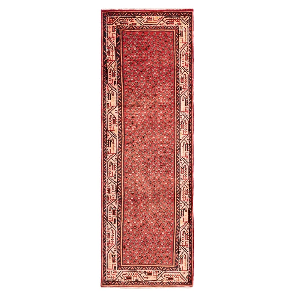 ECARPETGALLERY Hand-knotted Andelz Red Wool Rug - 3'3 x 10'2