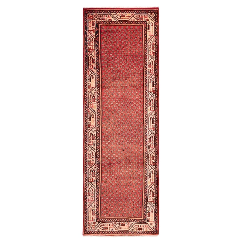 ECARPETGALLERY Hand-knotted Andelz Red Wool Rug - 3'3 x 10'2