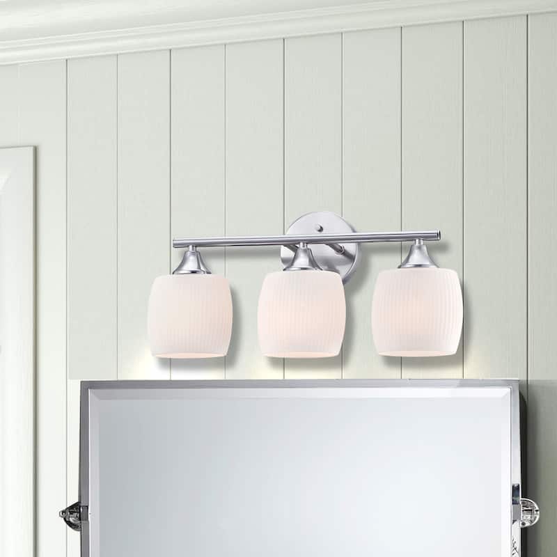 20.4 in. 3-Light Vanity Light with Brush Nickle finish and frosted opal glass
