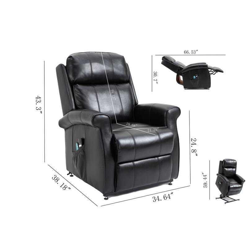 GZMR Faux Leather Elderly Power Lift Recliner Chair