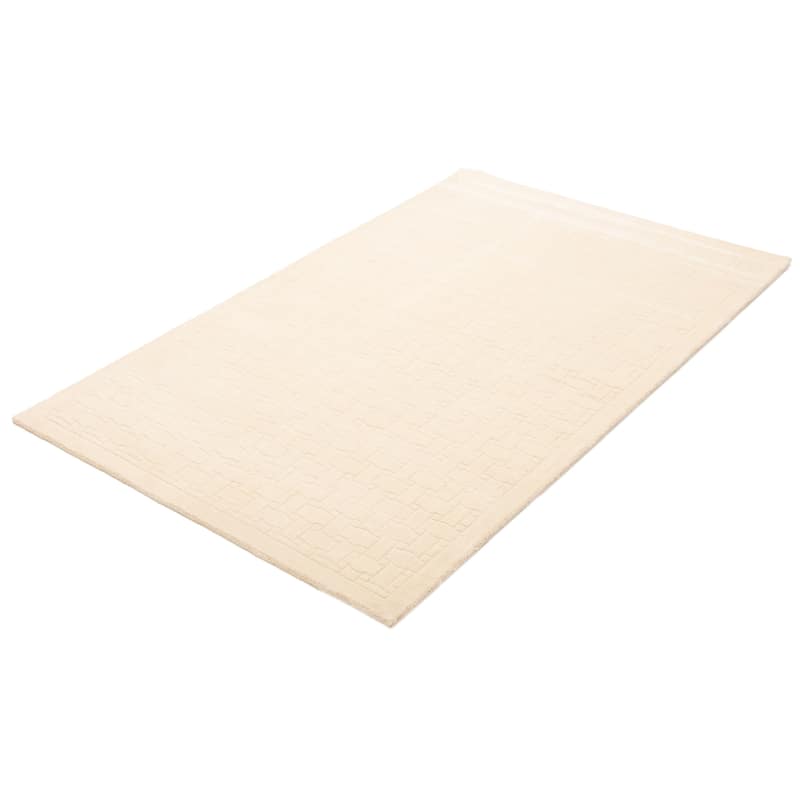 ECARPETGALLERY Hand Tufted Timeless Cream Wool Rug - 5'0 x 7'11