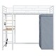 preview thumbnail 7 of 16, Twin Size Loft Metal Bed with Desk, Shelves, Power Outlet, LED Light and Wardrobe, White