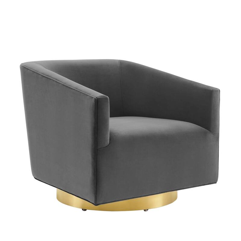 Twist Accent Lounge Performance Velvet Swivel Chair - Charcoal