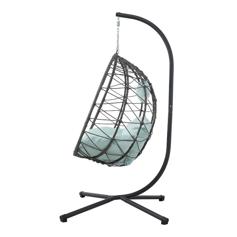 Egg Chair with Stand Indoor Outdoor Swing Chair Patio Wicker Hanging Egg Chair Hanging Basket Chair with Stand