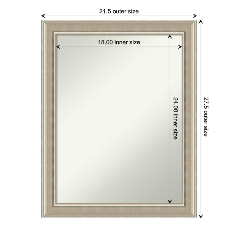 Mezzo Silver Non-Beveled Wood Framed Bathroom Vanity Wall Mirror - Mezzo Silver - Glass Size 18x24
