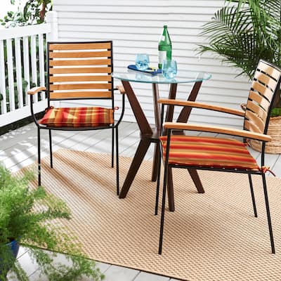 Sunbrella Red Stripe Indoor/Outdoor Chair Pad Set, Corded