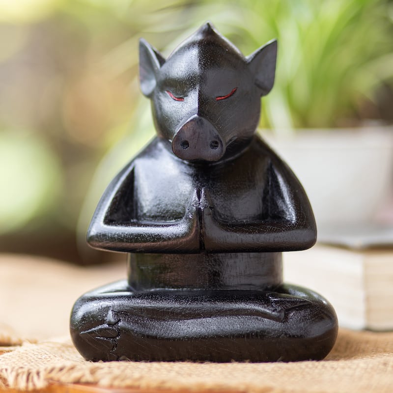 Novica Handmade Gentle Apprentice At Night Wood Statuette