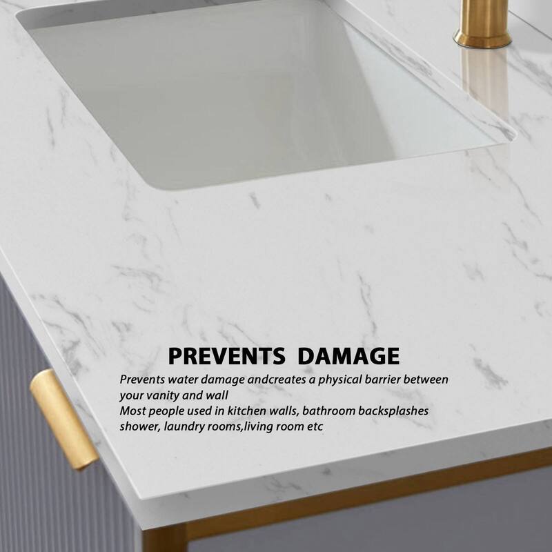 48 in. Engineered Marble Backsplash For Cabinet Vanity