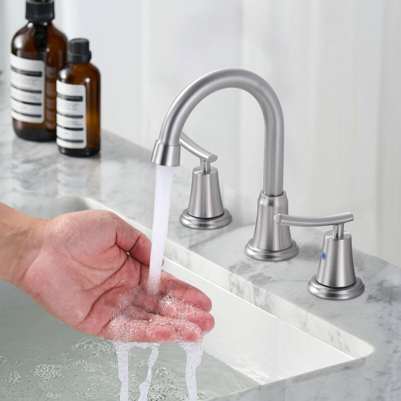 WOWOW 8 in. Widespread Double Handle Bathroom Sink Faucet