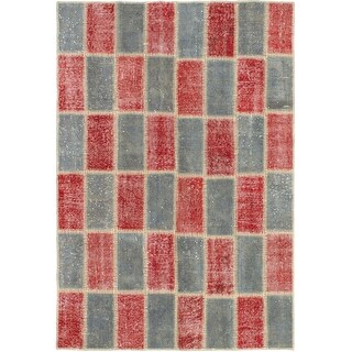 ECARPETGALLERY Hand-knotted Color Transition Red, Grey Wool Rug - 4'3 x ...