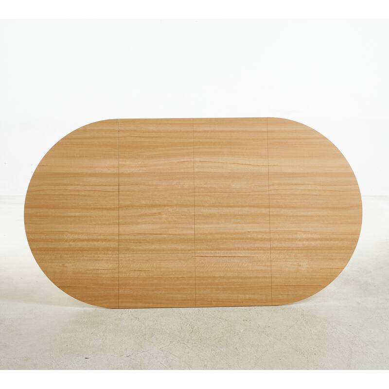 Extensible Oval Dining Table for 4-6 Person, Multi-functional Office Dining Table, Kitchen Table with MDF Top & Metal legs