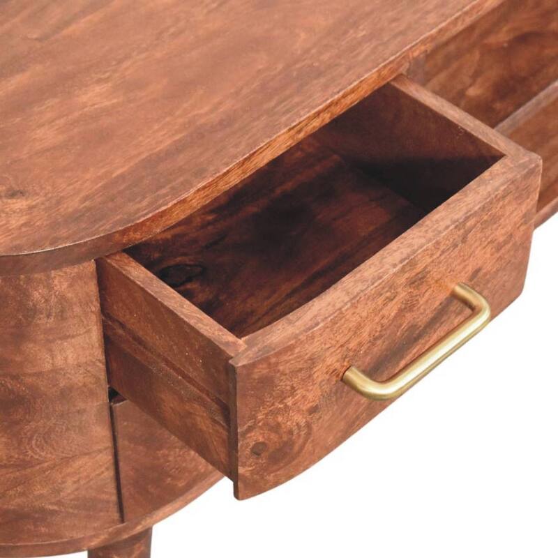 Artisan Furniture Solid Wood 3-Drawer Rounded Chest ,Brown