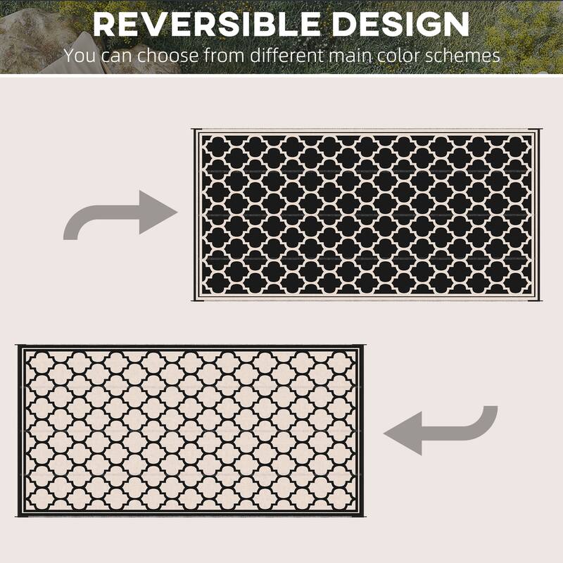 Outsunny Reversible Outdoor RV Rug, Patio Floor Mat, Plastic Straw Rug for Backyard, Deck, Picnic, Beach, Camping
