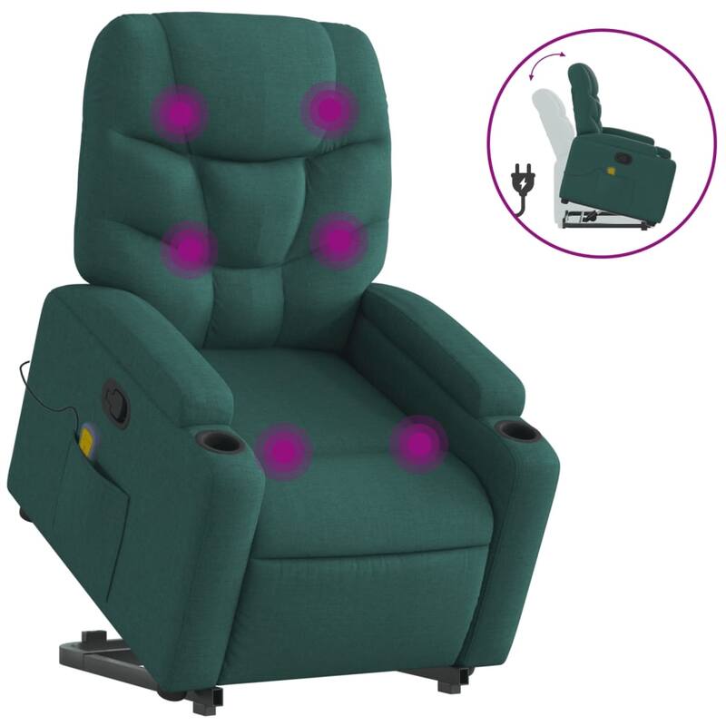 vidaXL Stand up Massage Recliner Chair Light Gray Fabric
